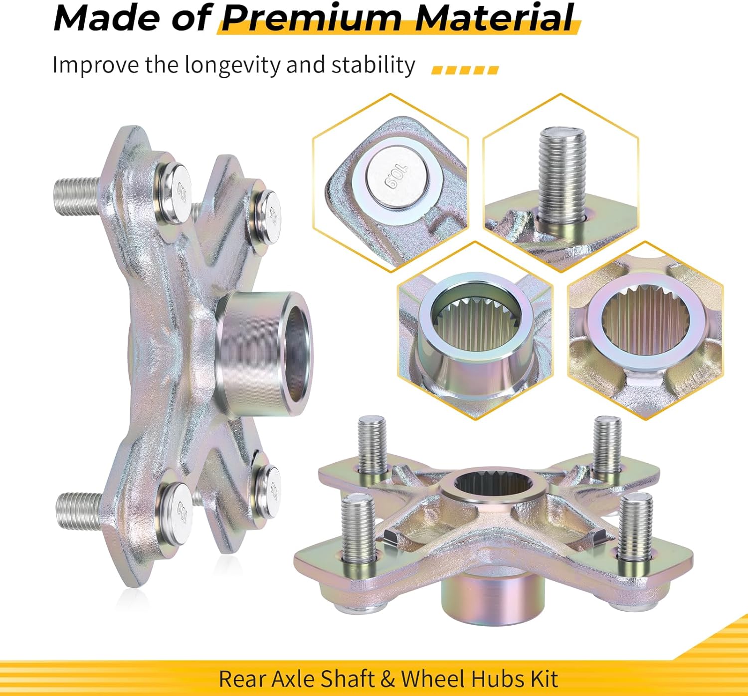 M MATI Rear Axle Shaft & Wheel Hubs Kit for Yamaha B-anshee 350 YFZ350 1987 1991-2006 38W-25381-10-00 1PE-F53K0-00-00