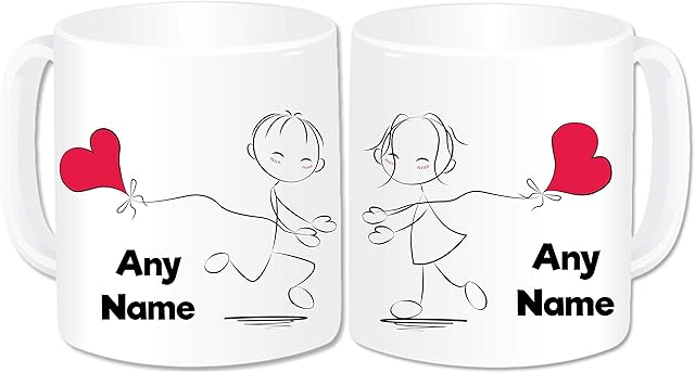 Personalised Mr and Mrs Gifts Mugs Set of 2 Coffee Cups - Romantic Love Hearts Couples Gifts Idea for Engagement Wedding Anniversary Valentines Birthday Christmas Present (Design: Heart Kites)
