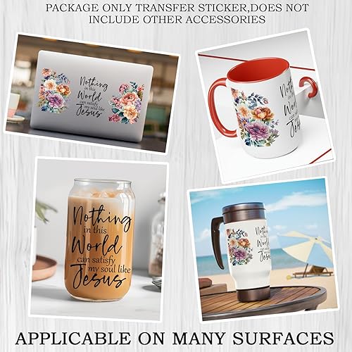 Miniatura 2 de Adhesivo de transferencia de vidrio UV DTF - Nothing in This World can Satisfacfy My Soul Like Jesus Decal impermeable para vasos de vidrio de 16