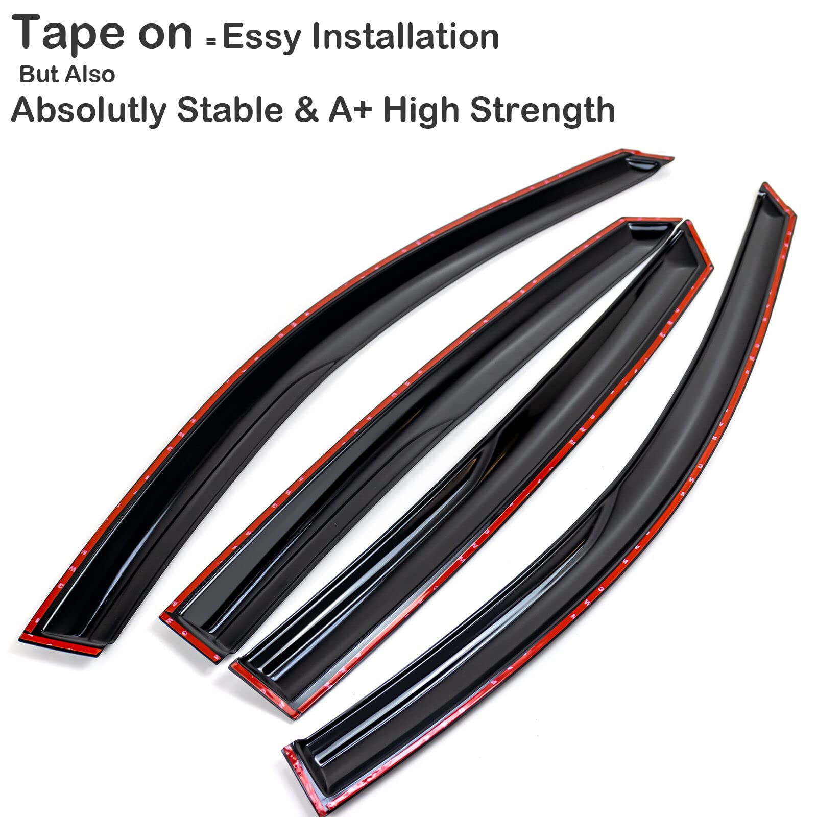 2022 Honda Accord Rain Guards 4-Piece JDM Mugen Style Window Visors For 2018-2022 Honda Accord - Gloss Black, Adhesive Honda Accord Windshield - Foto 11