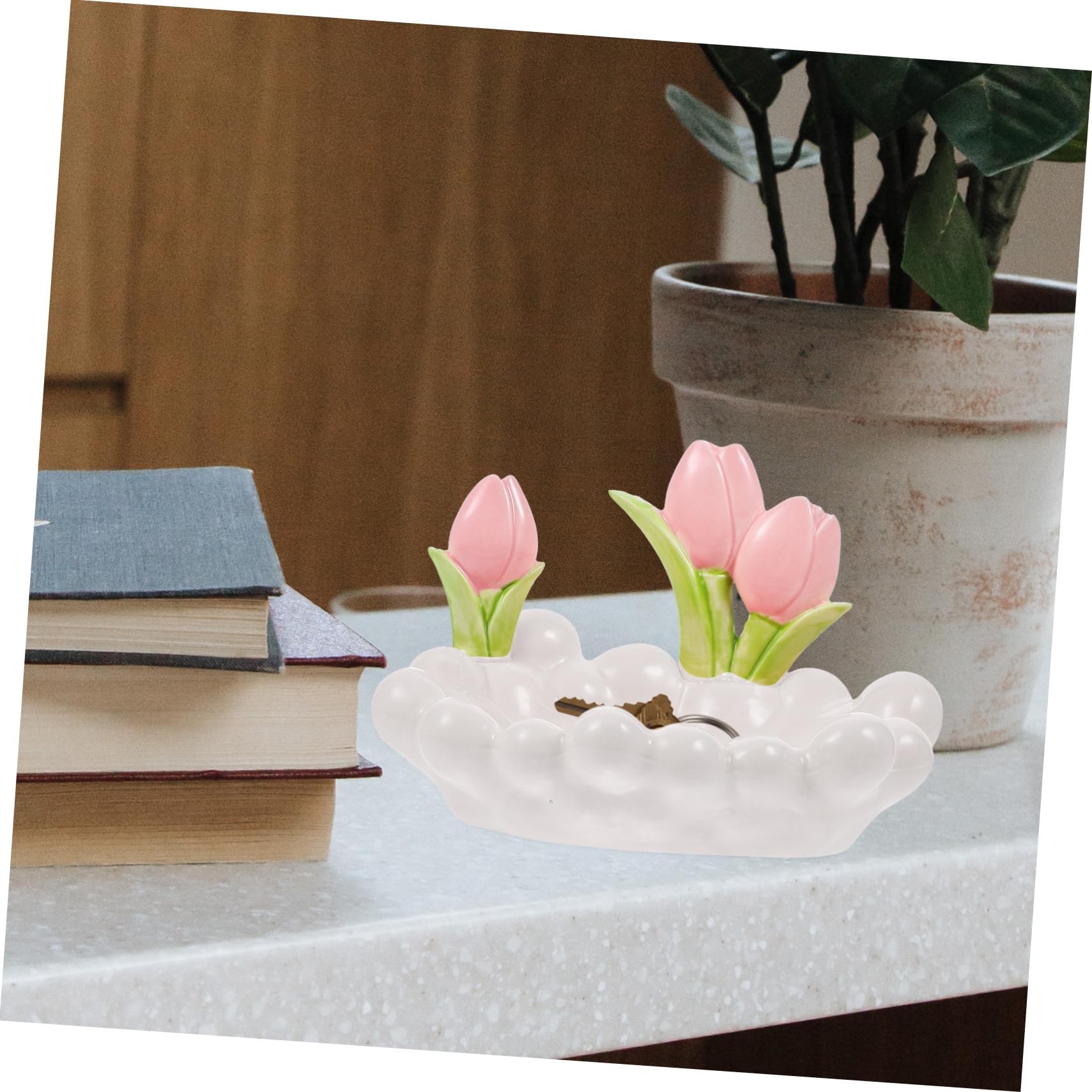 Keramik Schlüsselablage Tulpenform Weiß für Zuhause