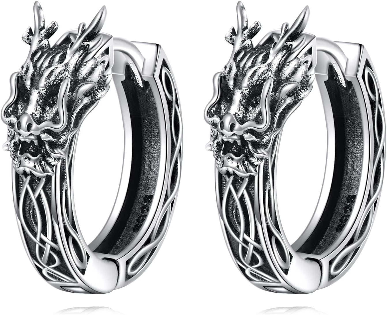 POPLYKE Celtic Knot Earrings 925 Sterling Silver Celtic Hoop Earrings Amulet Protection Good Luck Viking Jewelry for Women Men