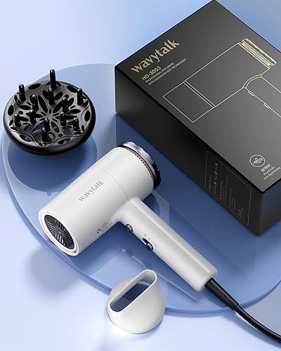 Miniatura 3 de Wavytalk Secador de pelo con difusor 1875W Secador iónico para secado rápido con concentrador Blanco ligero.