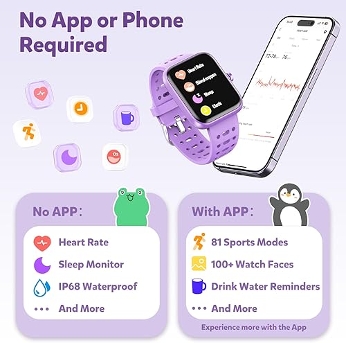 Miniatura 2 de Gydom Smart Watch for Kids No APP No Phone Needed, 1.83" Fitness Tracker Watch with Heart RateSleep Monitor, IP68 Waterproof Pedometer, Step