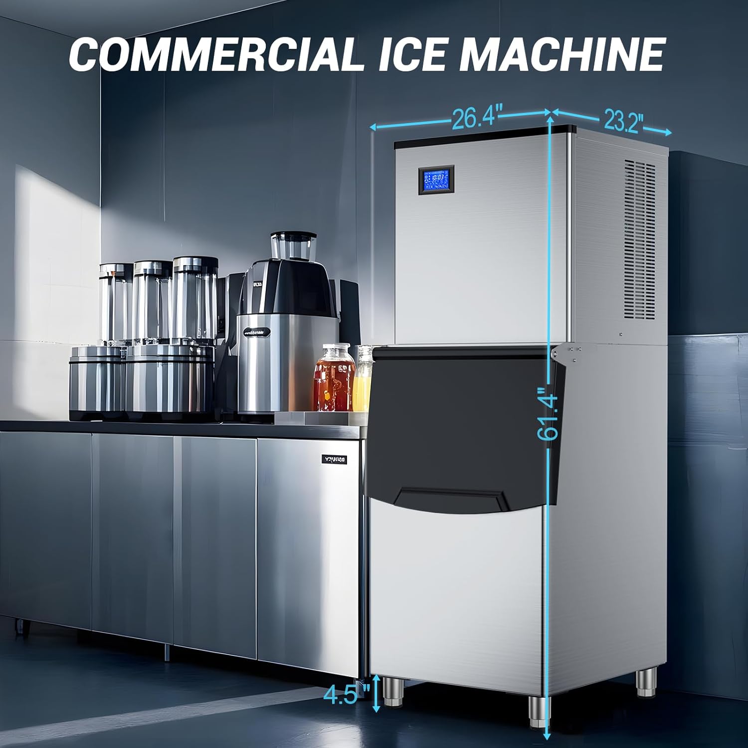 Dimensions of the Velieta Commercial Ice Maker Machine