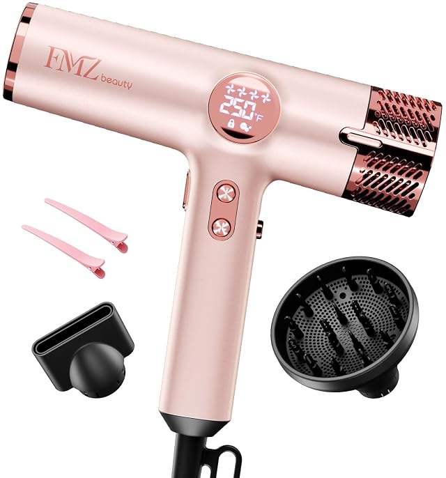 FMZ Professional Hair Blow Dryer with Smart Display 1875W High Speed BLDC Motor for Fast Drying Portable Mini