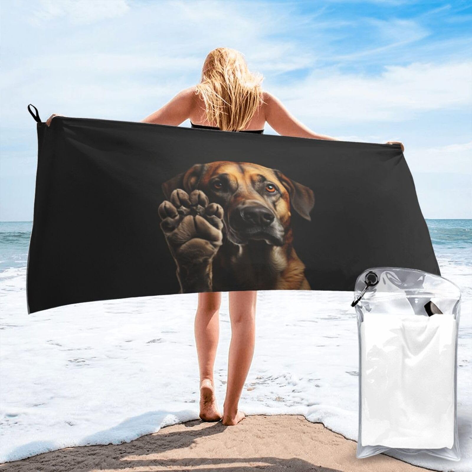 JBJGKHLP Dog Animal Pet Paw Print Quick Dry Portable Towel For Beach Camping Hiking Yoga Fitness Outdoor Adventures