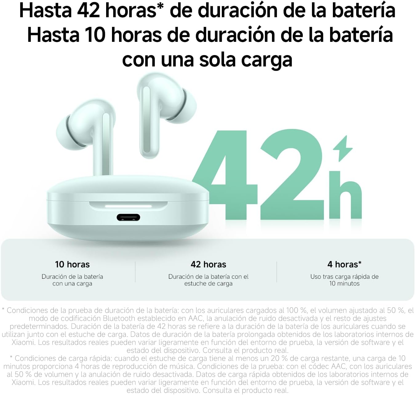 XIAOMI Redmi Buds 6 – Auriculares inalámbrico, cancelación de Ruido, Ligero, 10 Horas de autonomía y 42 Horas con el Estuche de Carga, Bluetooth, Verde (Versión ES) 9