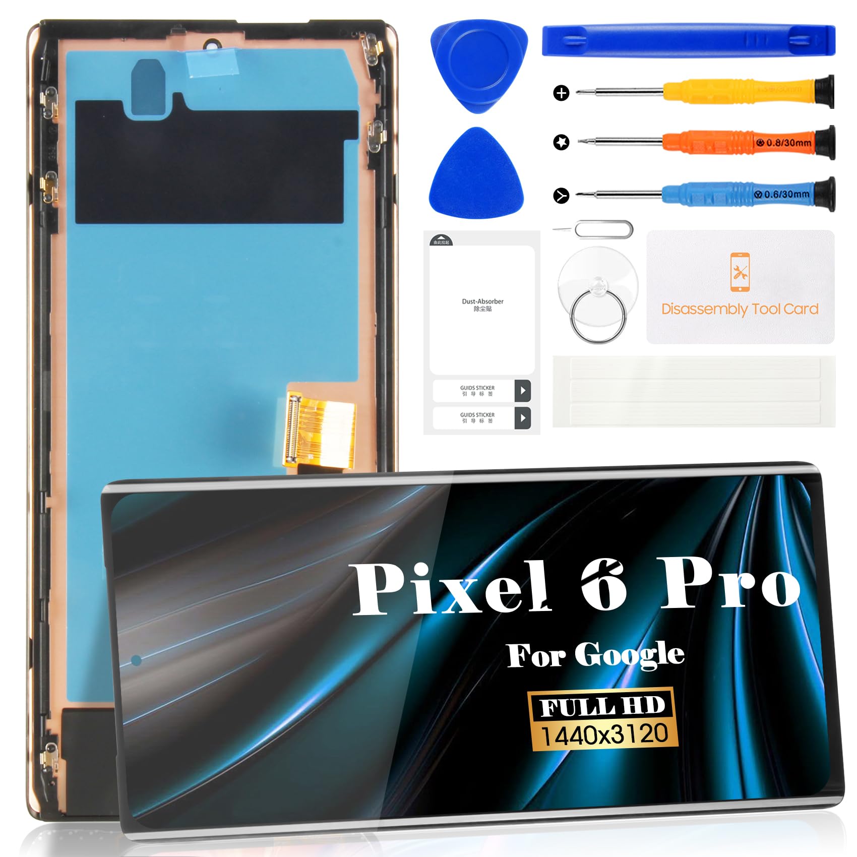 OLED for Google Pixel 6 Pro Screen Replacement for Google Pixel 6 Pro LCD Digitizer Repair Kits for Google Pixel 6 Pro GLUOG G8VOU Touch Screen Display Assembly Replacement with Frame(Black)