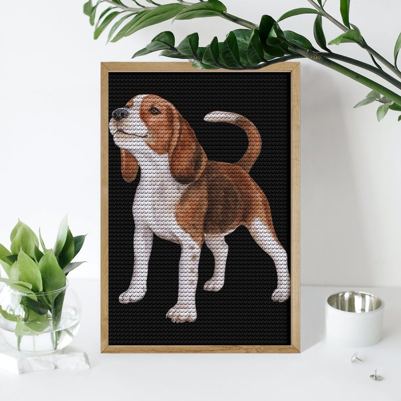ビーグル額装刺繍絵画