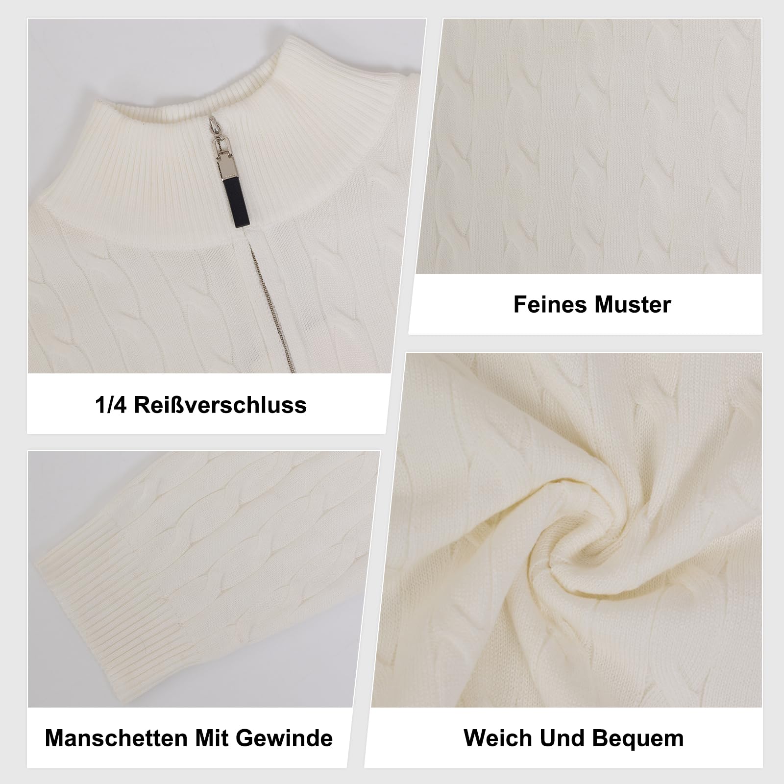 LAOARA Maglione Uomo Invernale Maglioncino Pullover Collo Alto con Zip Manica Lunga Maglioni M-3XL