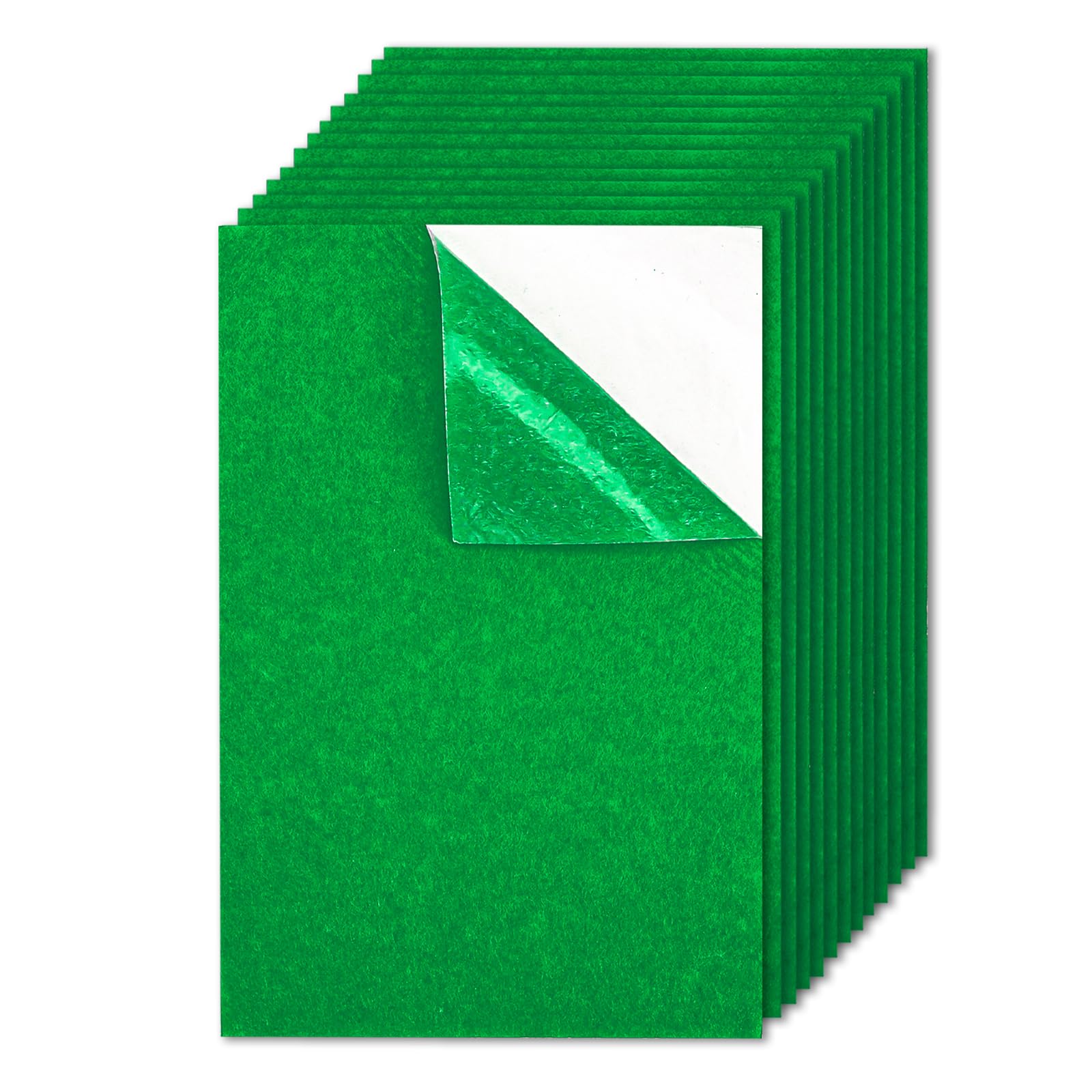 12 Self-Adhesive Felt Sheets, Green Felt Fabric with Stiff Sticky Backing, 11.8 x 7.9 inches - Drawer Liner, Jewelry Box, Art Craft Making, DIY (A4 Size, Green)
