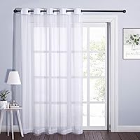 Vista 31 de NICETOWN Cortina transparente para puerta de patio, cortina vertical de gasa, panel de cortina extra ancho, tratamiento de ventana para puerta Blanco