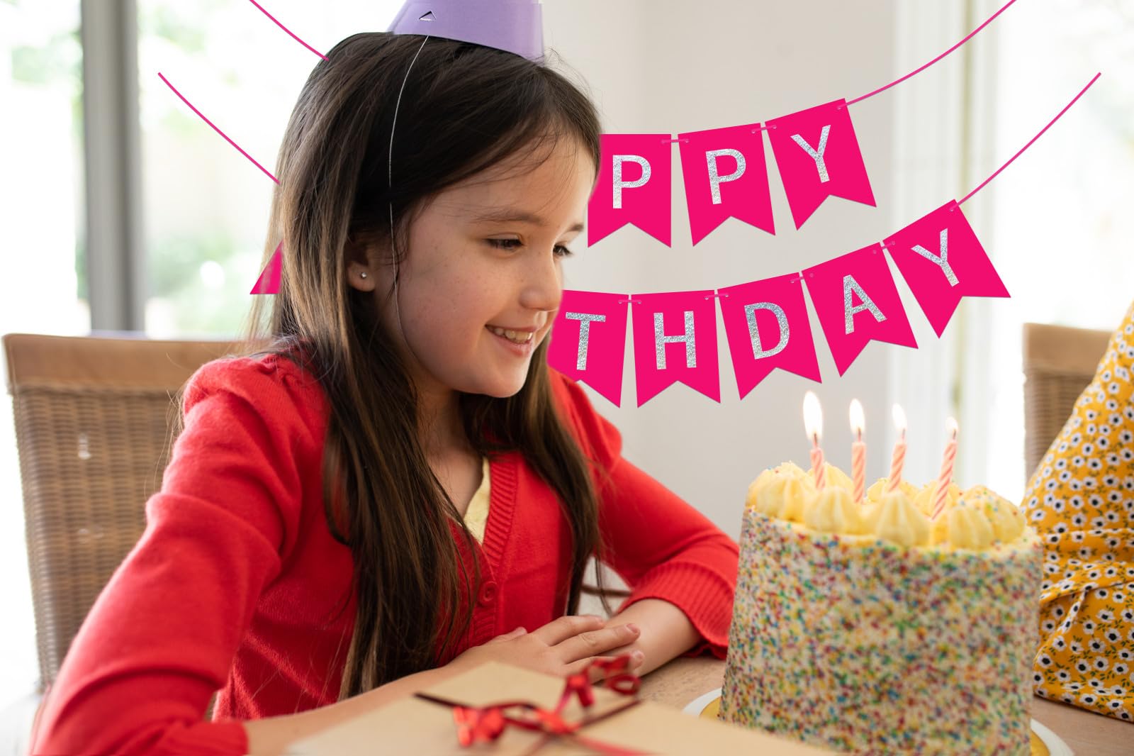 Striscione Rosa Happy Birthday | Ghirlanda Di Carta Per Feste | Decorazioni Per Compleanno Ragazza E Donne | Sfondo Foto