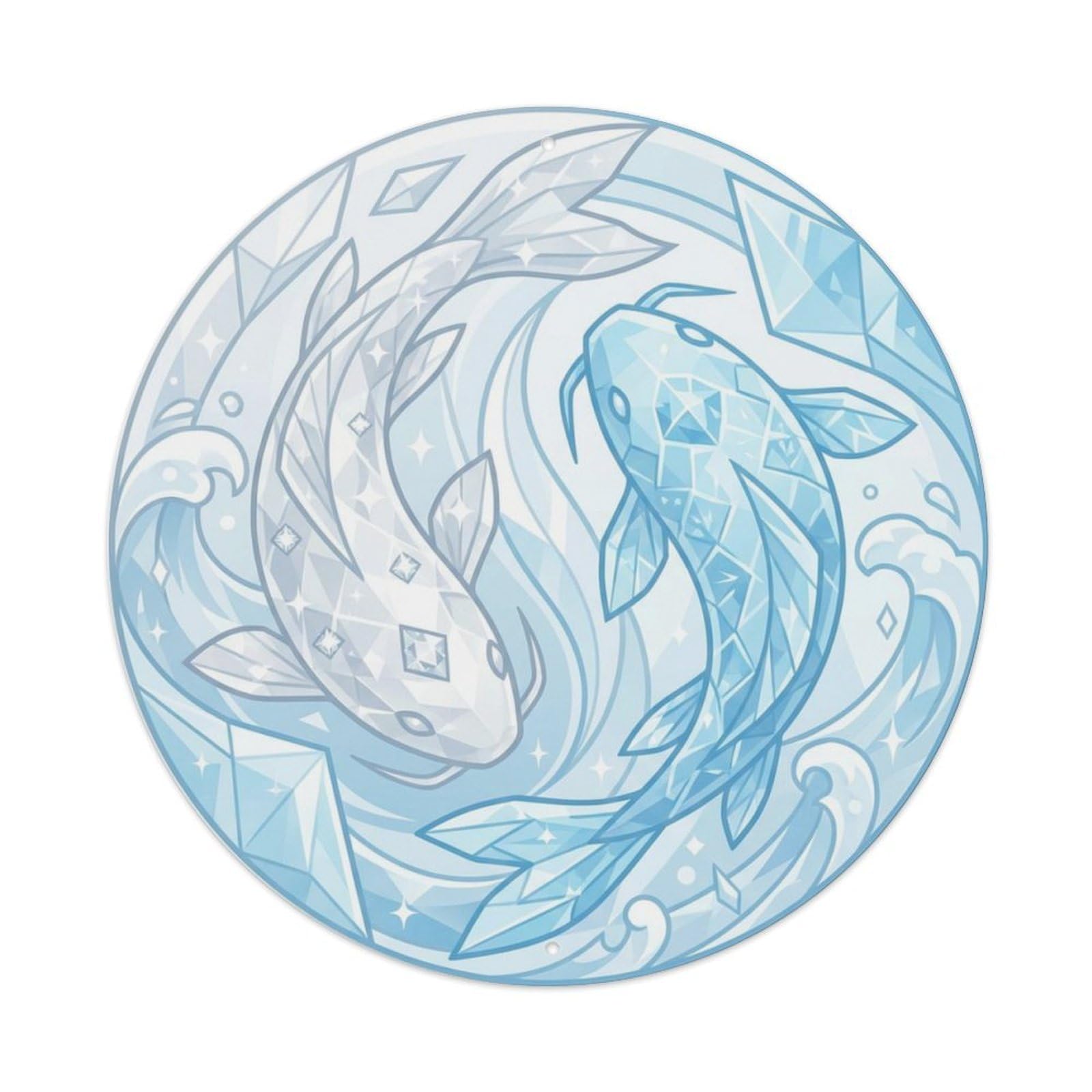 Tgrcjimh Style Metal Tin Sign Tai Chi Koi Fish Crystal Clear Pure
