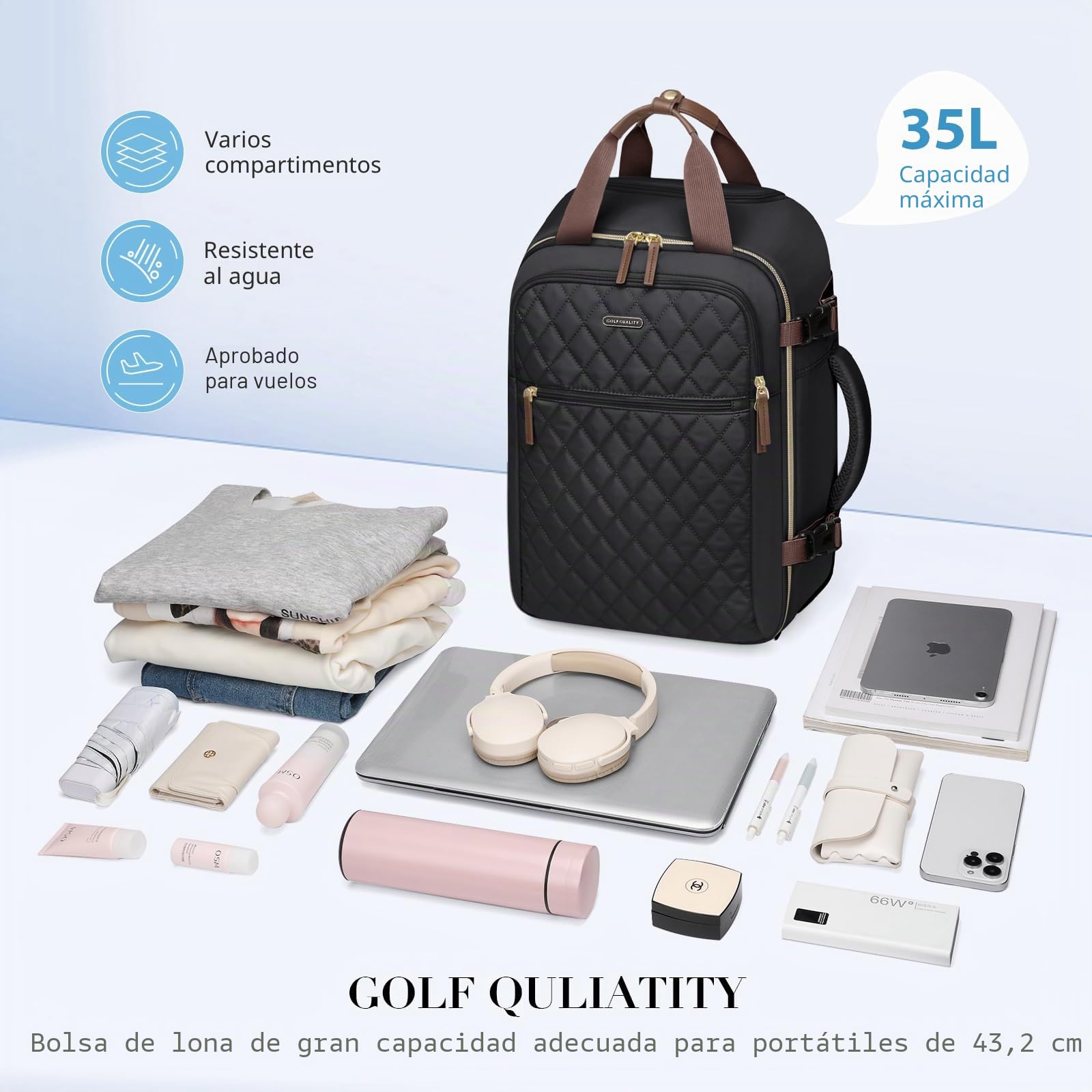 Mochila con Ruedas para Portátil 17 Pulgadas, Mochila Grande para Hombre Mujer Antirrobo Impermeable con Ruedas Ocultables Puerto, Backpack Escolar Negocio Trabajo Diario Viaje, Negro