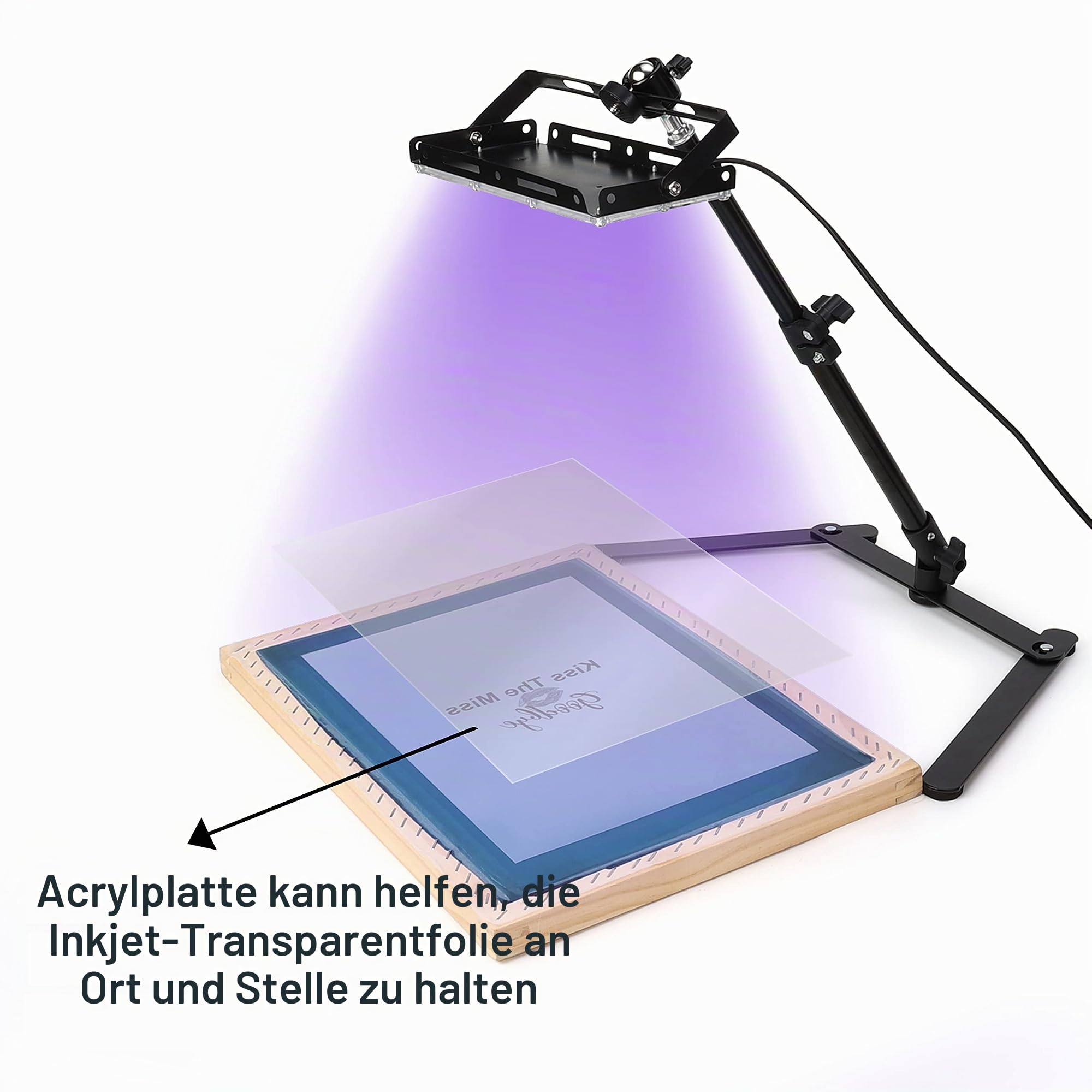 Caydo 36-teiliges Siebdruck-Set enthält 50 W LED-UV-Belichtungs-Siebdrucklicht, 4 Größen, Siebdruckrahmen, Anleitung (evtl. nicht in deutscher Sprache), 5 Blatt A4-Tintenstrahlfolie für Siebdruck