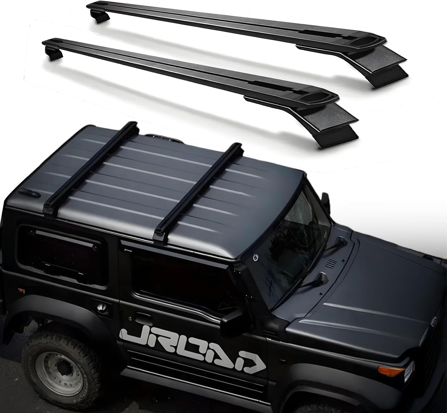 2Pcs Black Roof Rack Rails Cross Bars Fits for Suzuki JIMNY 2019 2020 2021 2022 2023 2024 3D 5D Rooftop Luggage Rack Crossbar Cargo Carrier