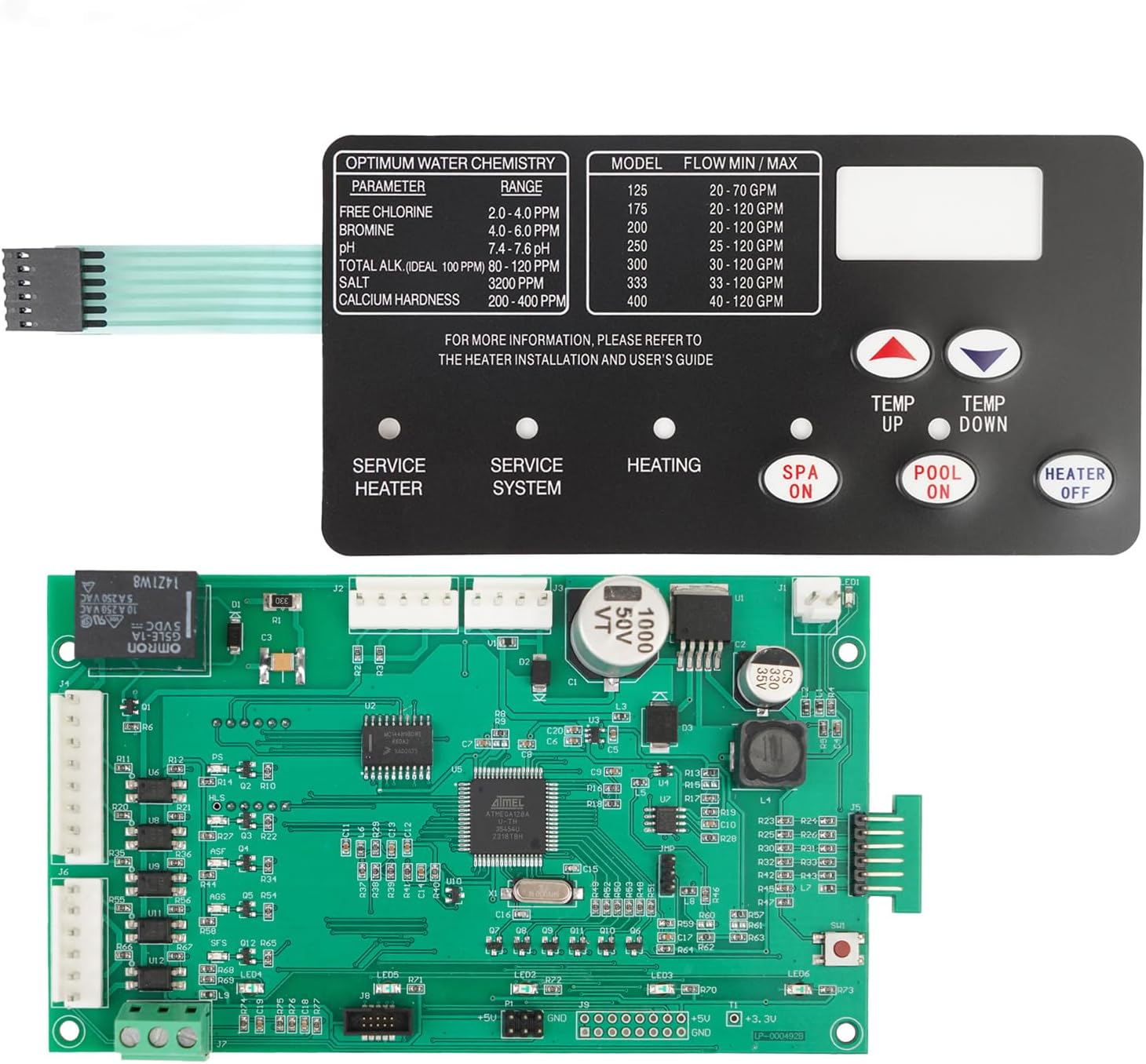 42002-0007S Control Board Kit - 461105 Replacement Control Board with 472610Z Switch Pad Compatible, NA and LP Series Pool/Spa Heater Electrical Systems, Natrual Gas and Propane Gas Heaters