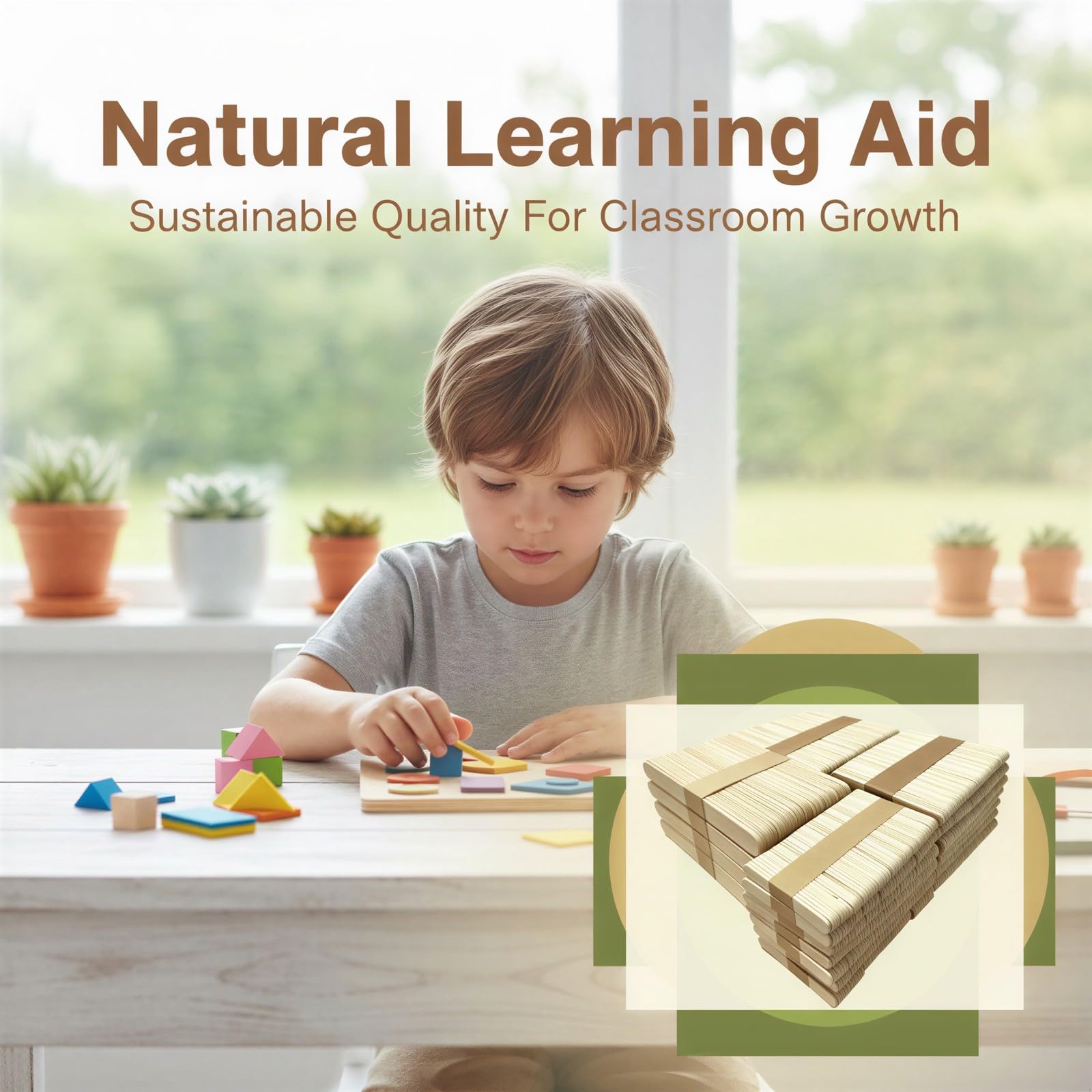 Lot de 1 500 bâtons en bois naturel, 4 tailles, bords lisses bruts, bois naturel, pour bricolage, modélisme, salle de classe et projets d'art à la maison