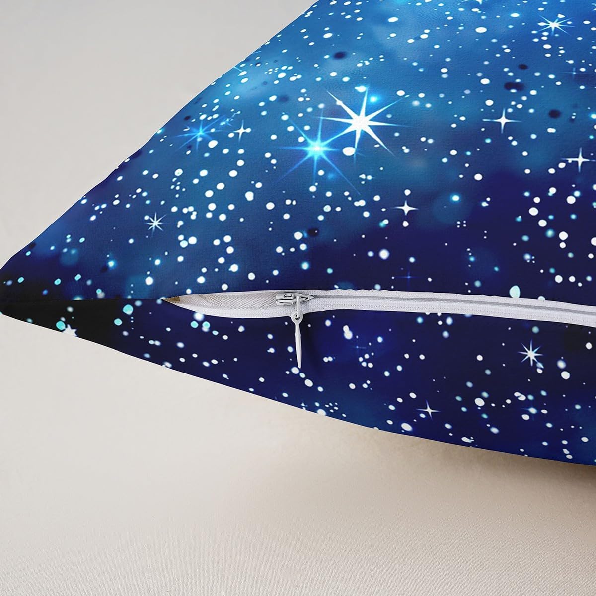 Galaxy Throw Pillow Covers 24"x24" Set of 2 Soft Outer Space Decorative Throw Pillowcases for 3D Printed Space Pillow Cases Cushion Covers Space Outer Sky Blue Glitter Universe Galaxy Cushion Cases