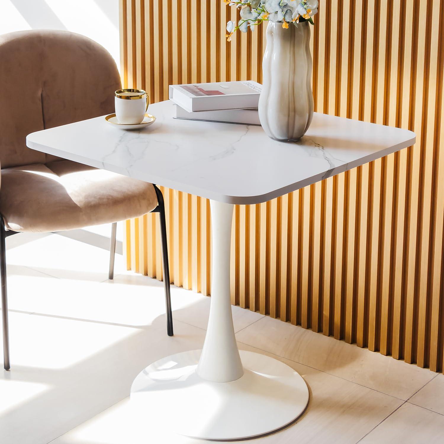 Photo 1 of ***FACTORY SEALED****
Square Modern Dinning Table 30 inches for 2-4 Bistro Tulip Table with Faux Marble top,Easy Install Construct,no Wobble,Stable Sturdy Metal Frame Diameter 30in*H28.74in(White, 30in)