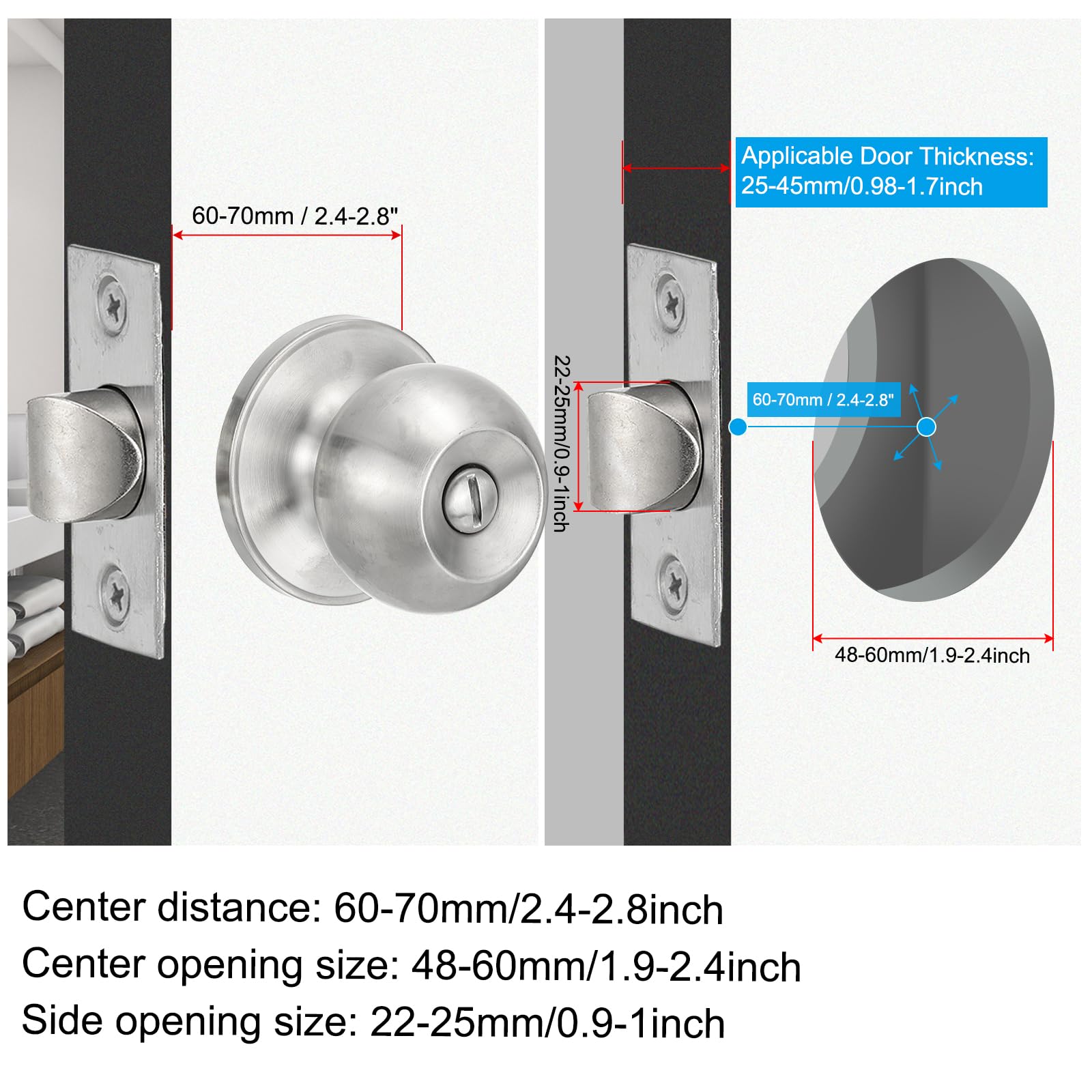 PATIKIL Privacy Keyless Door Knobs Interior - Image 4