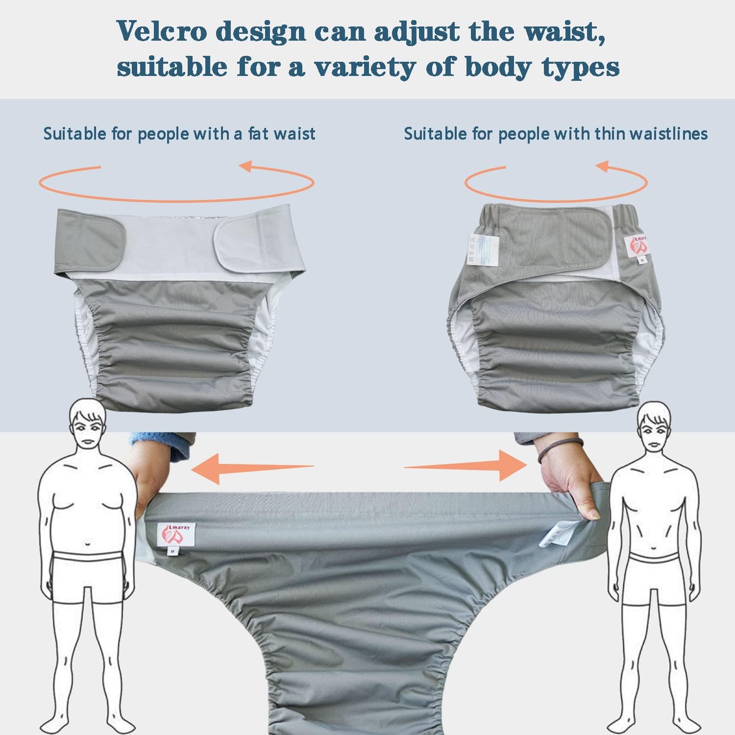 3 Pack TPU Adult Diaper Wraps with Oversized Diaper Inserts, Reusable Adult Nappies Washable, Bedridden Incontinence Brief