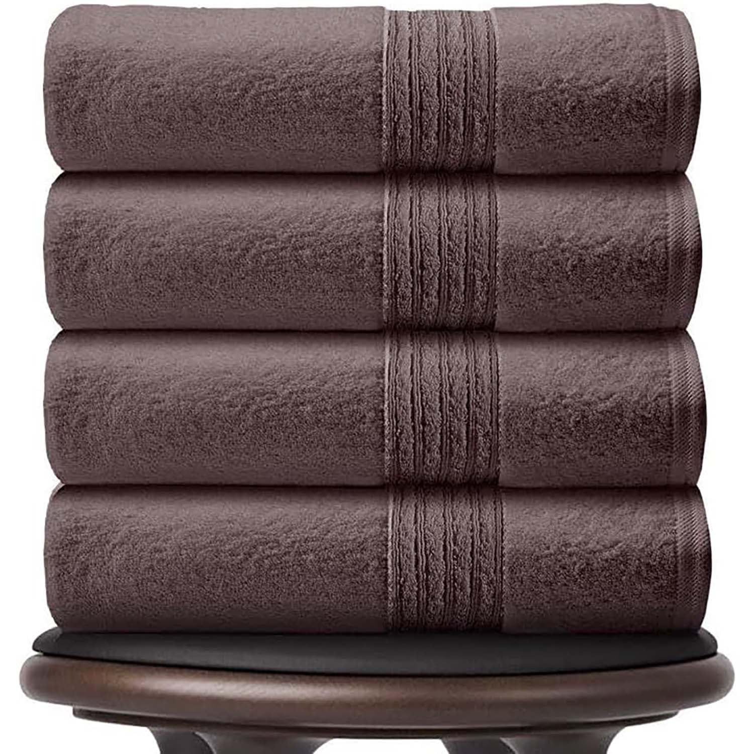 GC GAVENO CAVAILIA Bath Sheets Set of 4 - Cotton Towel 80x140 cm, Walnut