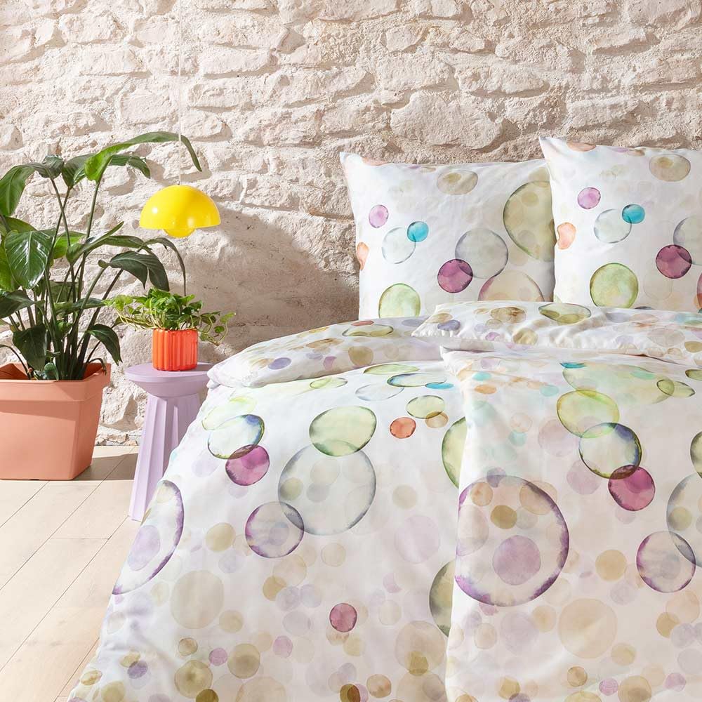 ESTELLA Bettwäsche Jasmine | Multicolor | 155x220 cm + 80x80 cm | seidig-glänzende Oberfläche | pflegeleicht & trocknerfest | atmungsaktiv & anschmiegsam | 100% Baumwolle
