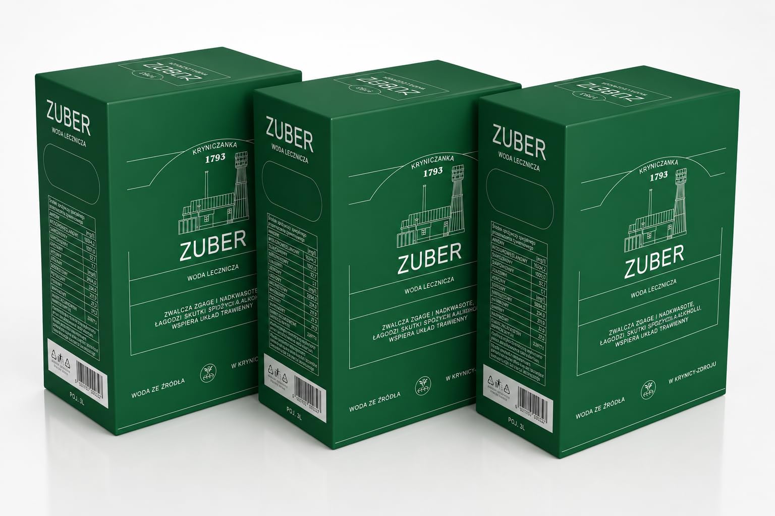 ZUBER® Natürliches Heilwasser, 3x3L, Reich an Mineralien, für die Verdauung, Gut für Magen und Verdauung
