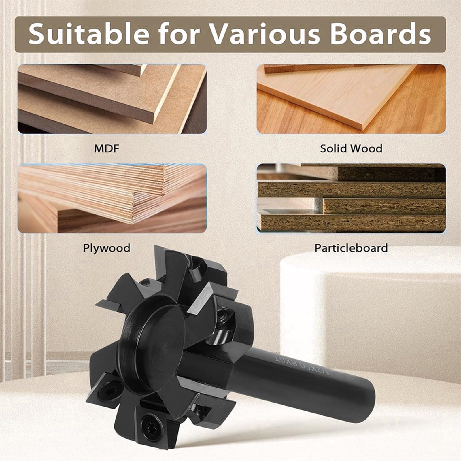 Fresa Duty a 6 scanalature con inserti rimovibili per la lavorazione precisa compositi in legno Diametro taglio 50, 8 mm Fresa con lama inserto rimovibile