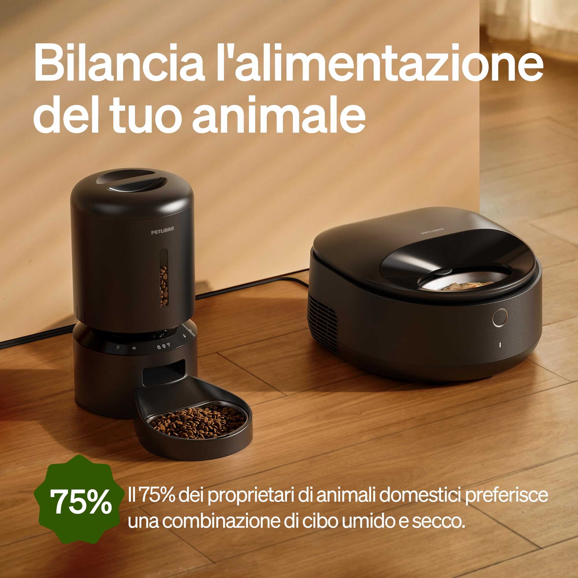 PETLIBRO Mangiatoia automatica per gatti con ciotola in acciaio inox lavabile in lavastoviglie, macchina per cibo umido con raffreddamento a semiconduttore, 2,4 GHz Wi-Fi Smart App, 3 giorni di vera