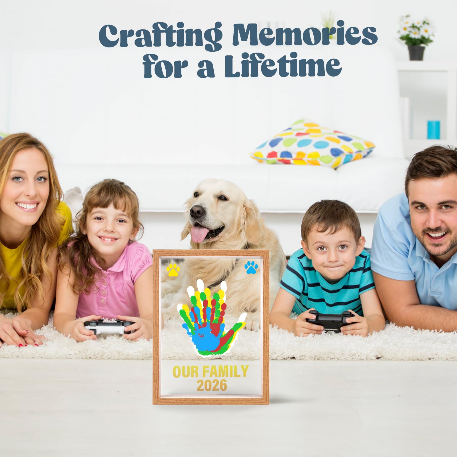 Bixinyo Kit de huellas de manos familiares, kit de huellas y manos de bebé, regalos para nuevos padres, ideas de regalos familiares, marco de madera de recuerdo de recién nacido, regalos de baby