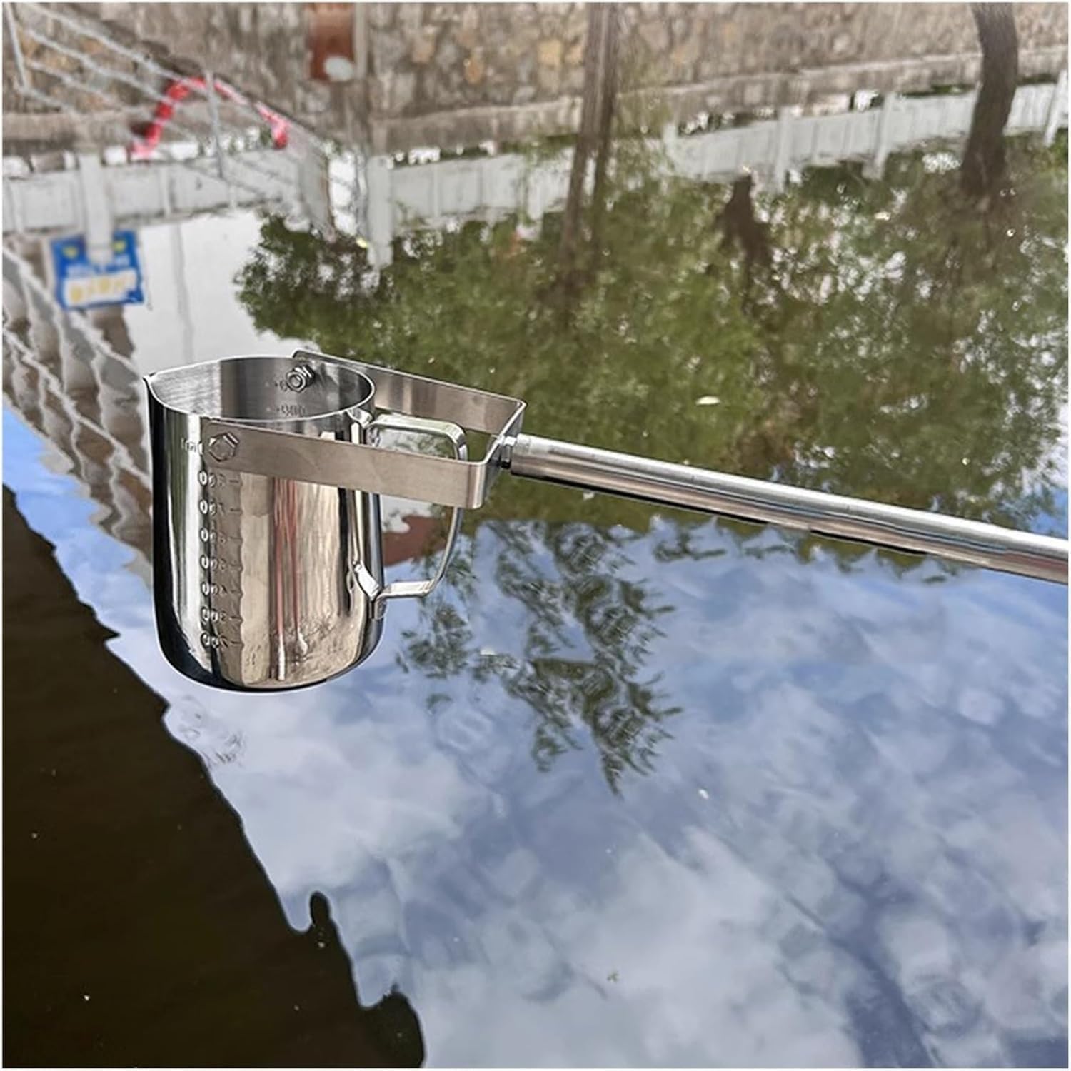 Gobelet d'échantillonnage et poteau télescopique rigide en acier inoxydable durable