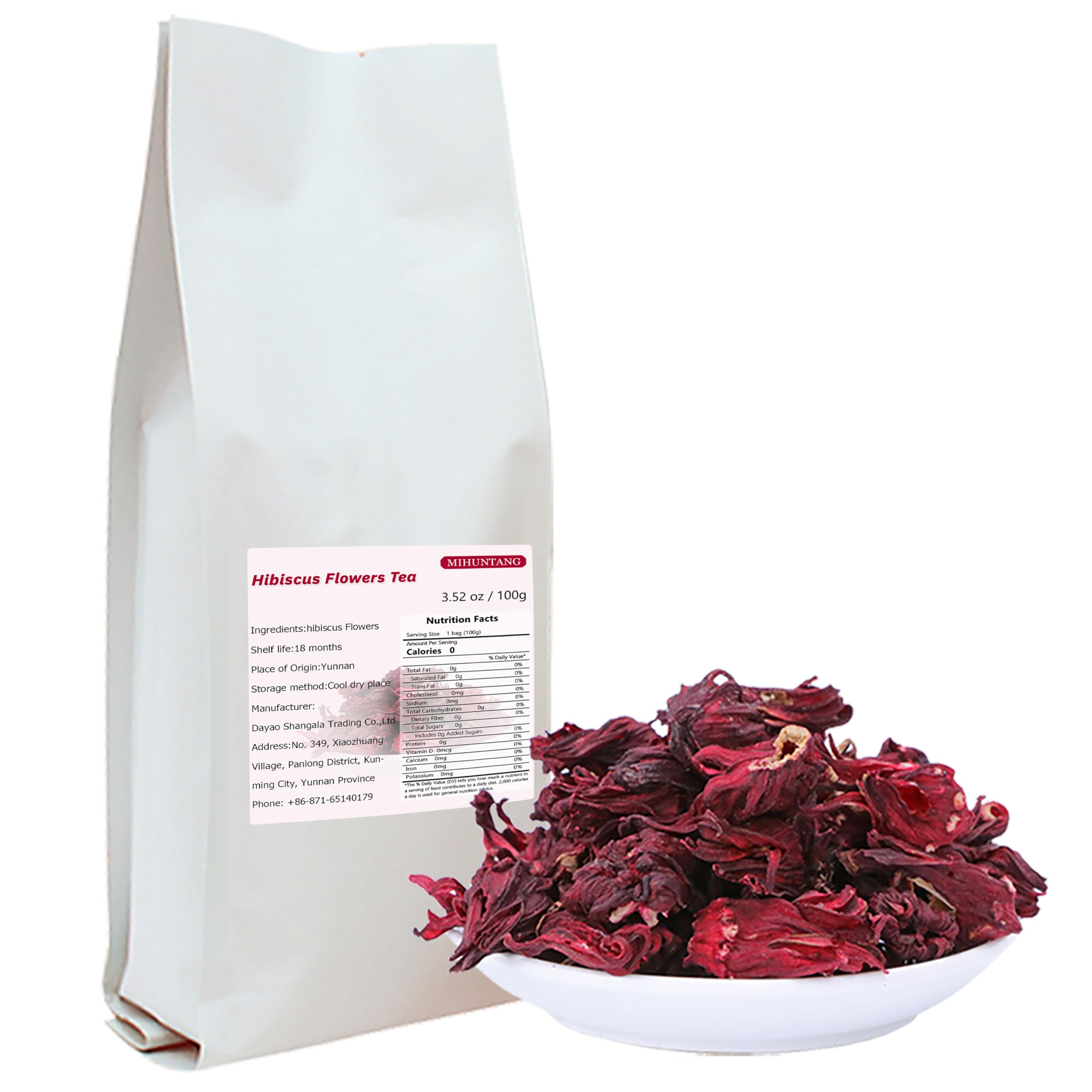 Yunnan Whole Flower Roselle Tea - Natural Red Dried Flower Fruit Tea 3.52oz (100g) - 洛神花茶