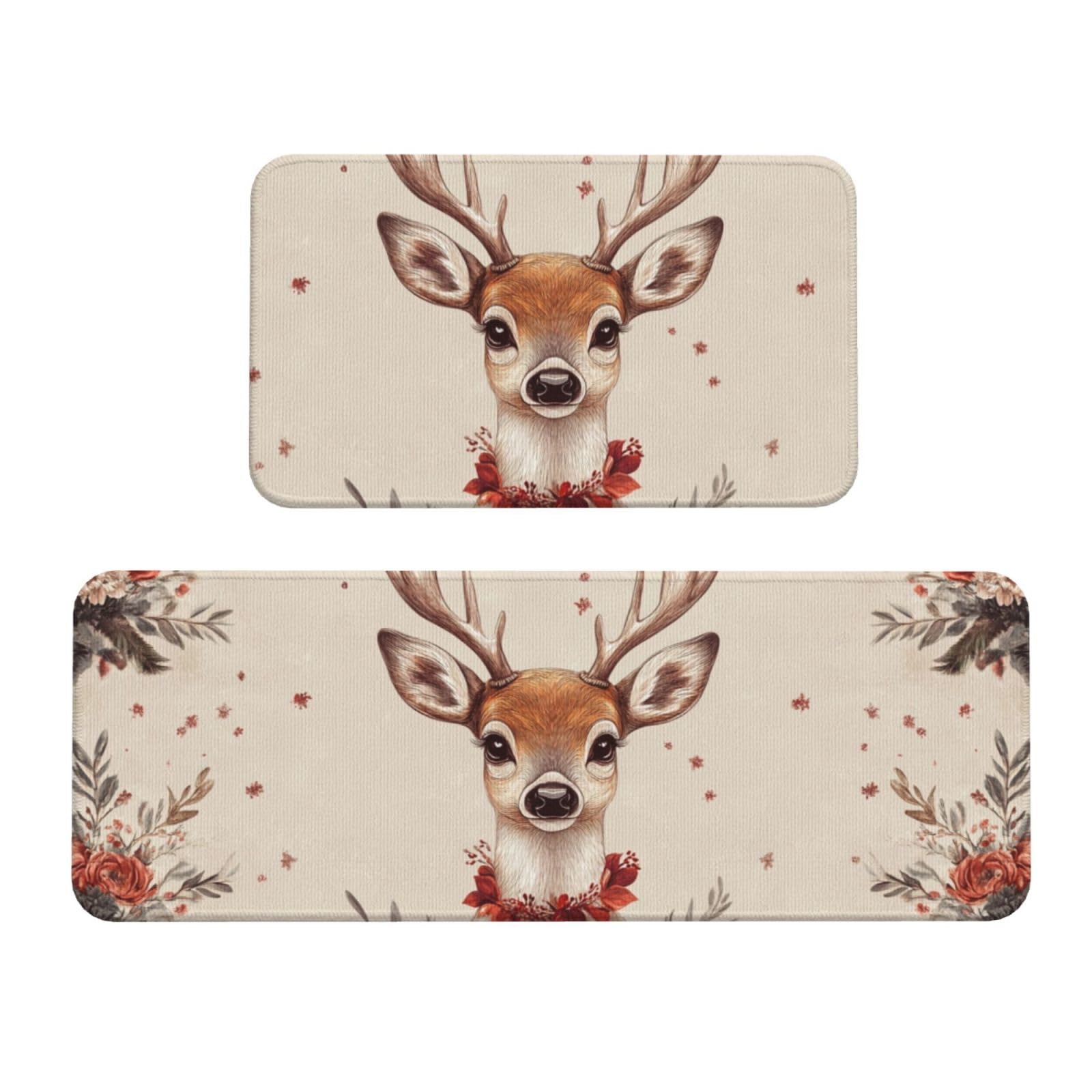 Tapetes Antifatiga para Cocina Alce Navideño - Pack de 2