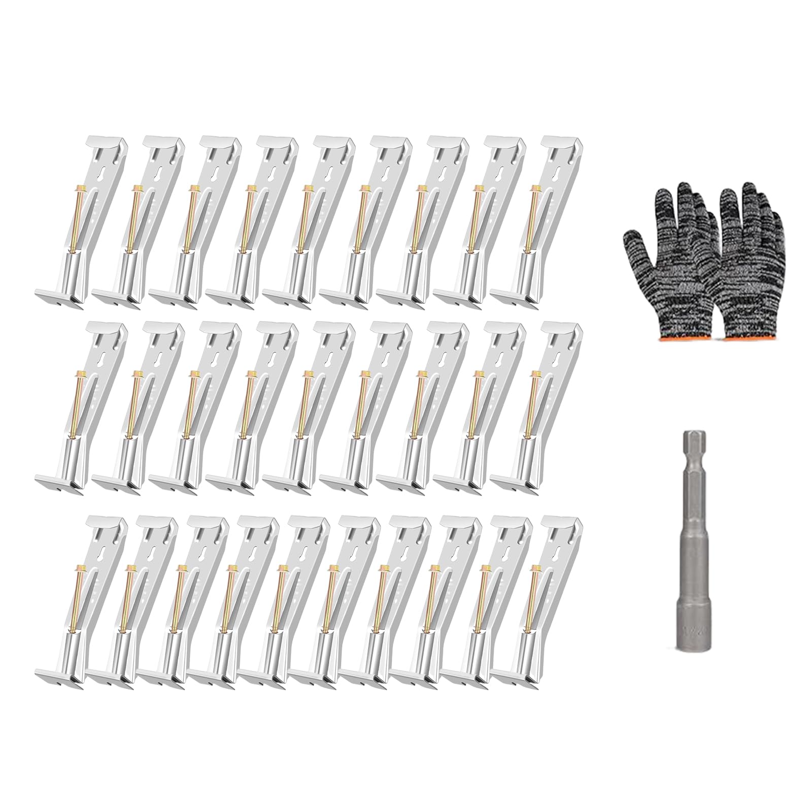 Ldabrye Multicolor 28Pcs Concealed Gutter Hangers Rain Gutter Brackets With Screws And Clamps Quick Screw Gutter Clip Quick Screw Gutter Clip
