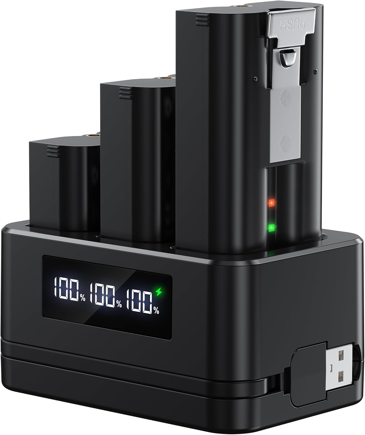 Replacement Battery for Ring Camera, 3-Pack 6040mAh Rechargeable Quick Release Battery Pack Compatible with Ring Doorbell Camera 2/3/3 Plus/4, Spotlight and Stick Up Cam, LED Display Charging Station