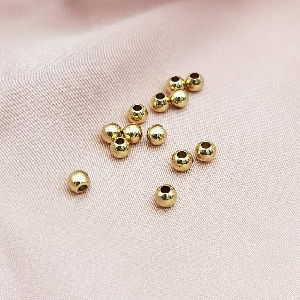 INSPIRELLE 300pcs Tiny 2.5mm Long-Lasting Pale Gold Plated Brass Rondelle Beads Round Metal Loose Connector Beads Metal Spacer Smooth Beads for DIY Bracelet Jewelry Making Pale Gold 2.5mm