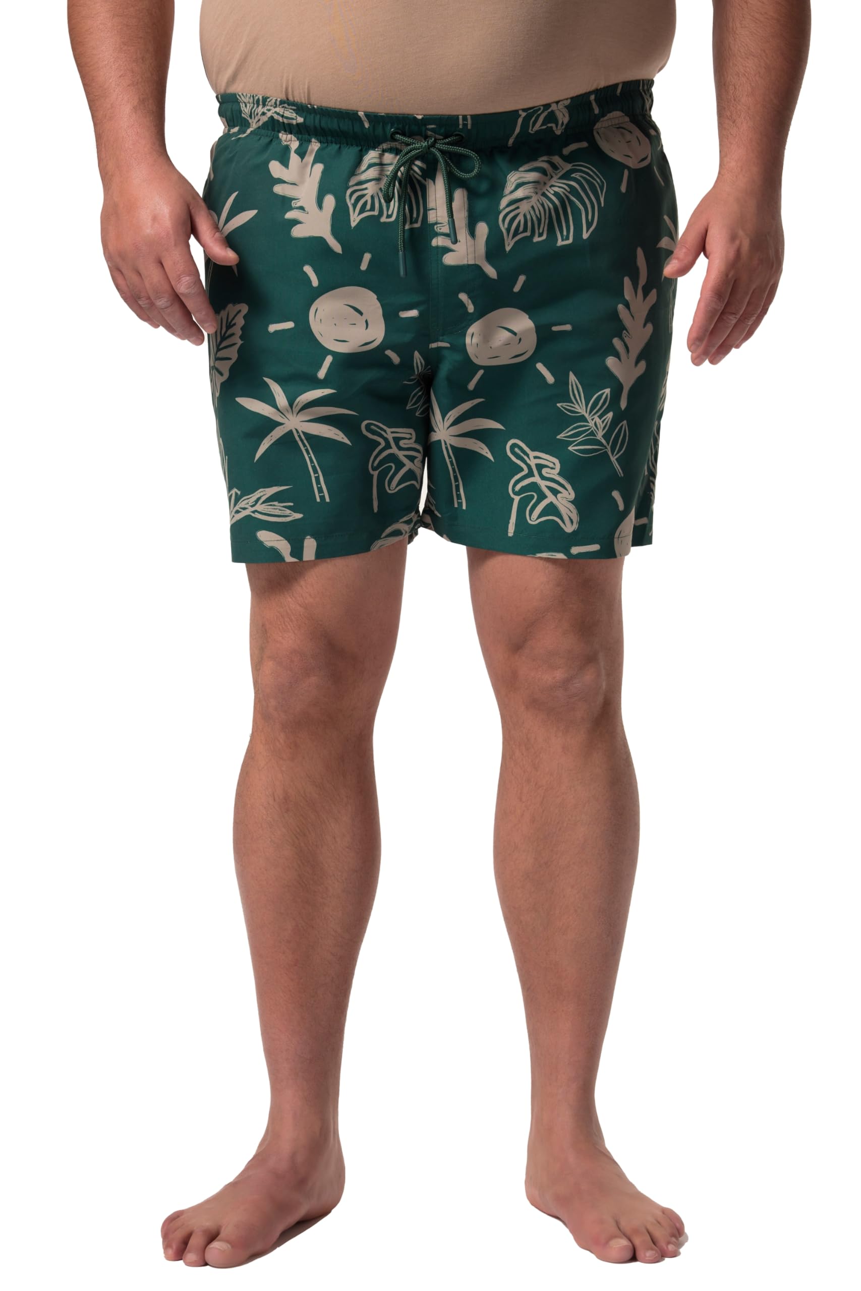 Men Plus Herren große Größen Übergrößen Menswear L-8XL Badeshorts Bauchfit, Alloverprint, 3 Taschen 838254