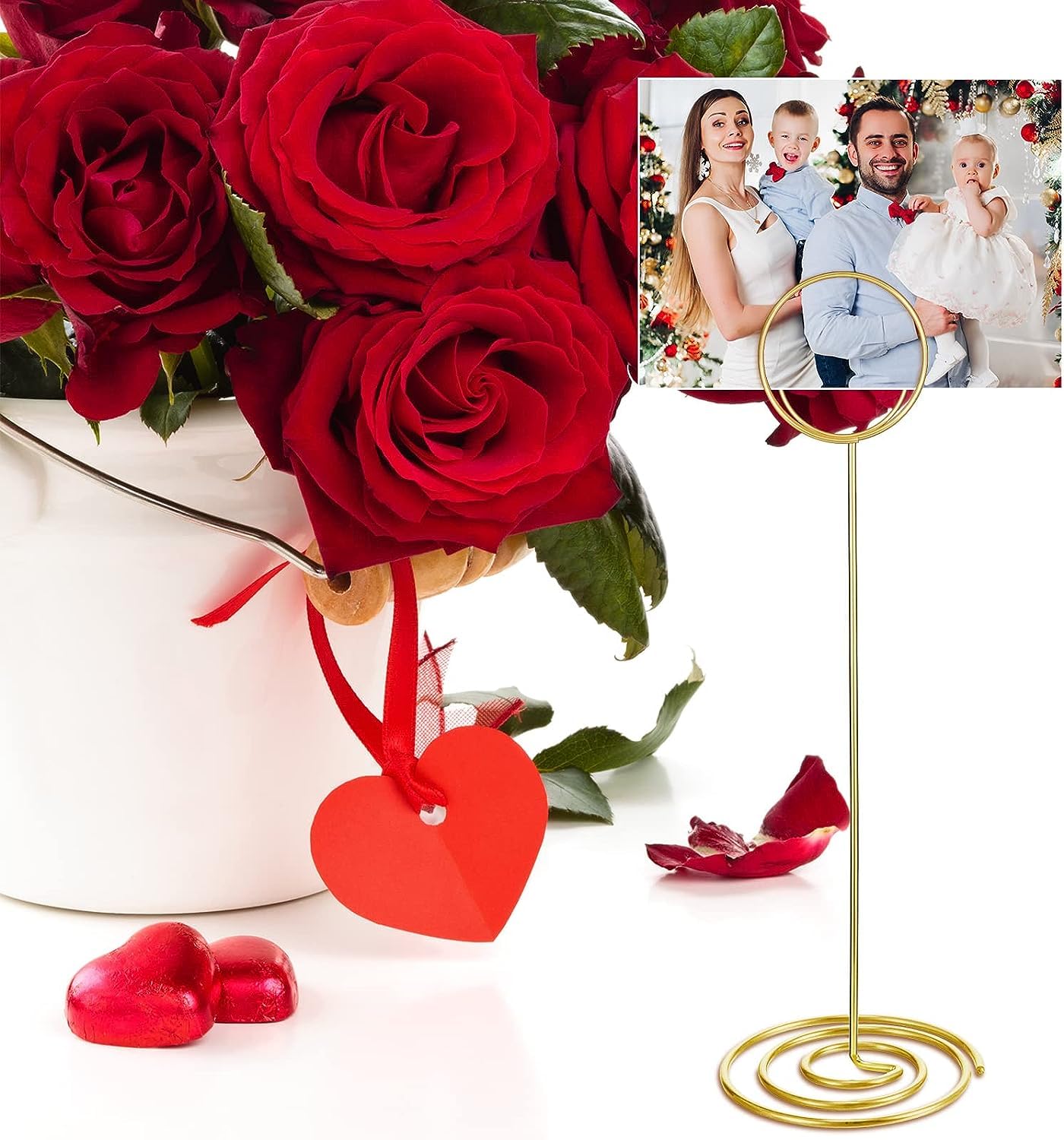 LATERN 12 Pezzi Portanumero da Tavolo, 22CM Porta Segnaposto Alto Supporti per Foto in Filo Metallico per Luogo Menu Promemoria Nomi Carte in Matrimonio Festa Laurea Ristorante Casa Ufficio (Oro)