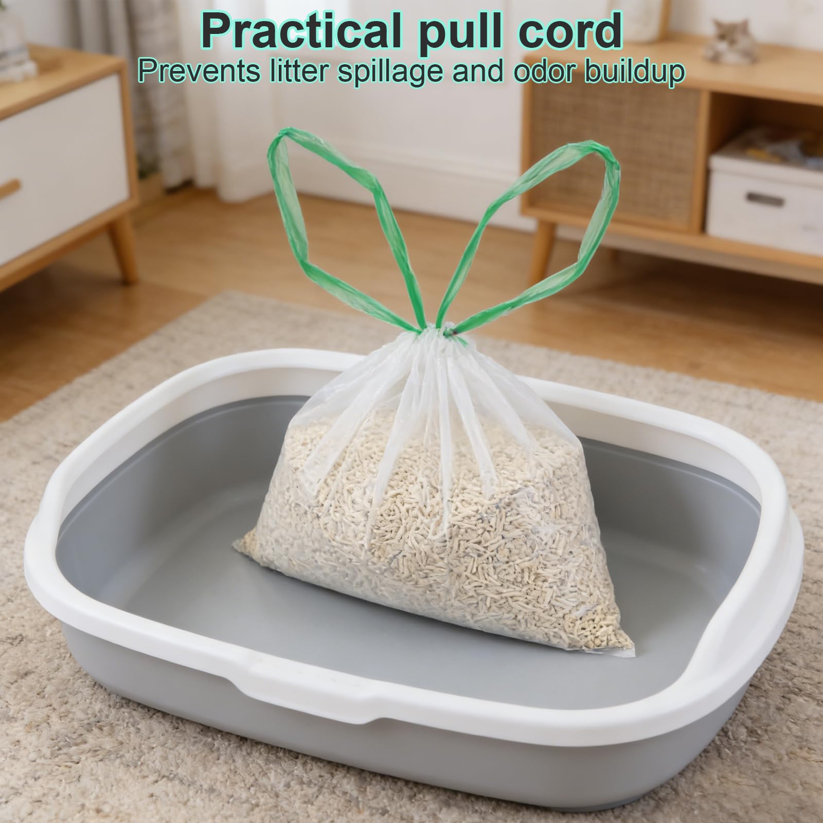 60 sacchetti per lettiera, sacchetti per toilette per gatti, per toilette elettrica autopulente, biodegradabili, impermeabili, resistenti allo strappo, 58x35 cm