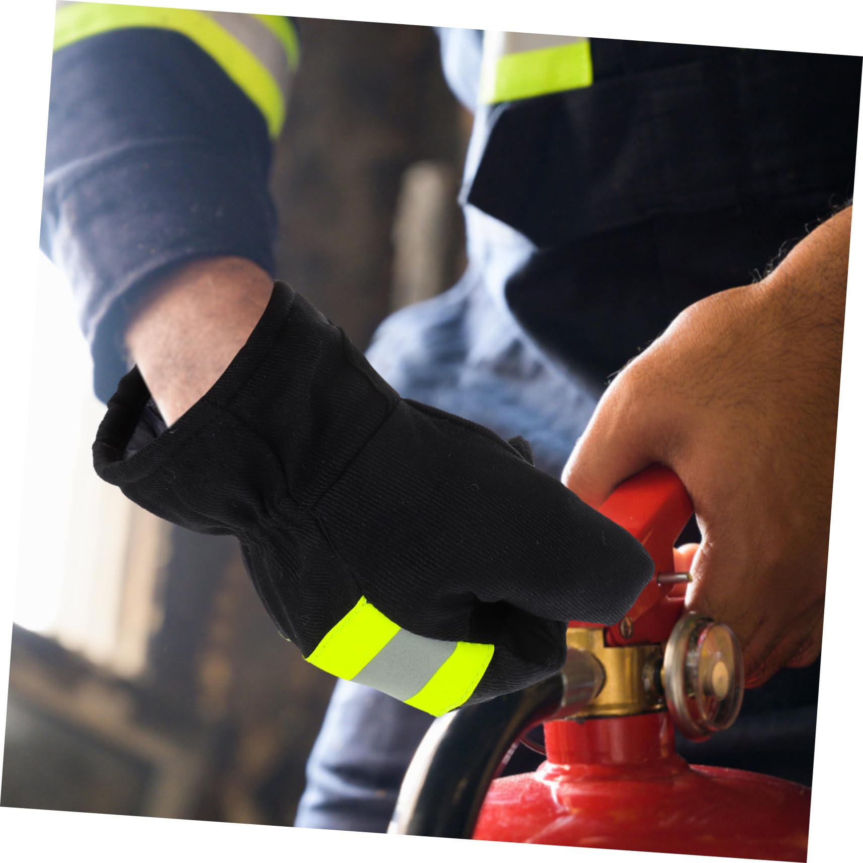 5 Pares Guantes Ignífugos Guantes De Trabajo Con Tira Reflectante De Bombero De Bombero De Trabajo Aislantes Algodón