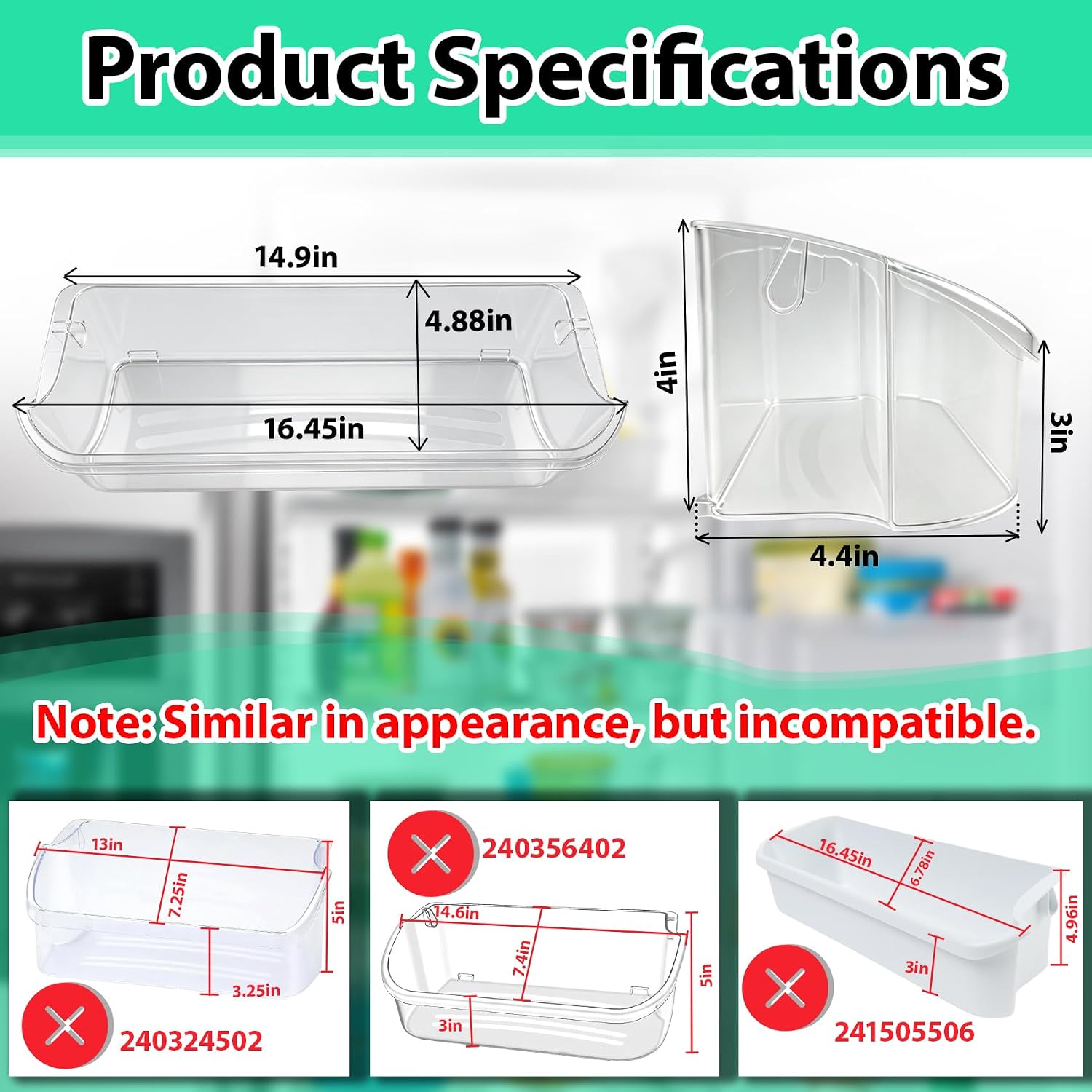 241505306 Door Bin Shelf (Upgraded) Compatible With frigidaire, kenmore