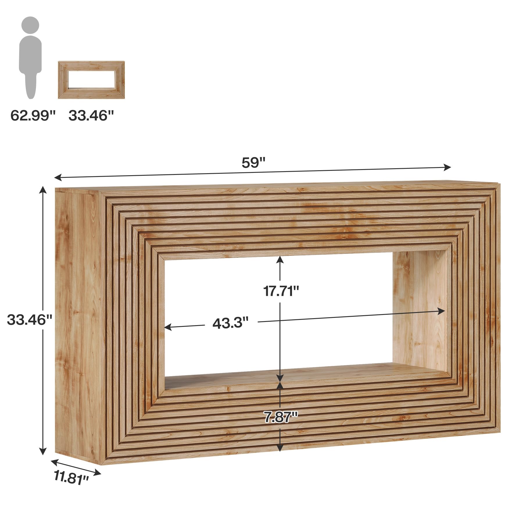 Tribesigns Agriturismo - Tavolo consolle 150 x 30 x 83 cm, per corridoio, mobili da corridoio, tavolino sottile con stoccaggio, divano in legno per ingresso, corridoio, soggiorno, naturale