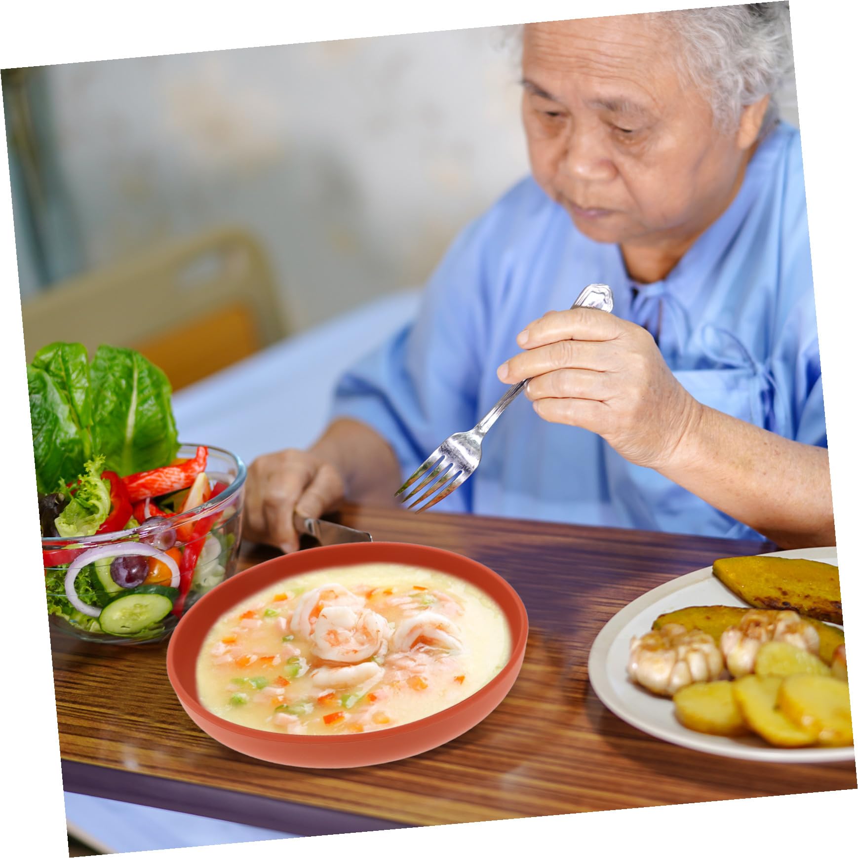 UKCOCO Assiette Résistante aux Chutes Plaque à Ventouse Anti-déversement en Silicone et Autonomie Alimentaire pour Seniors pour Repas Réguliers