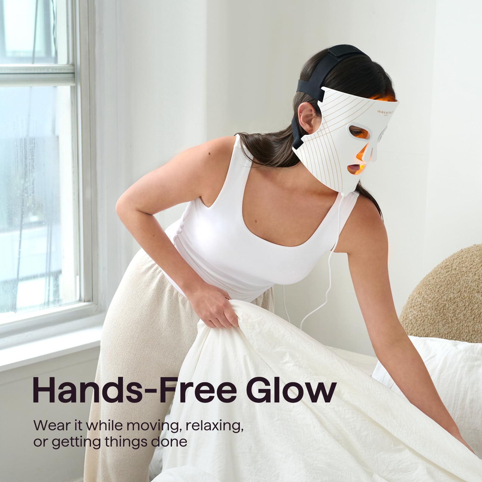wavytalk Red Light Therapy Mask for Face, Glow Time LED Face Mask 850nm NIR
