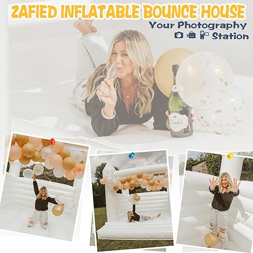 Miniatura 6 de Castillo inflable blanco de rebote de 13 x 13 x 10 pies, gran casa hinchable de PVC con soplador para niños pequeños y adultos, interior o exterior