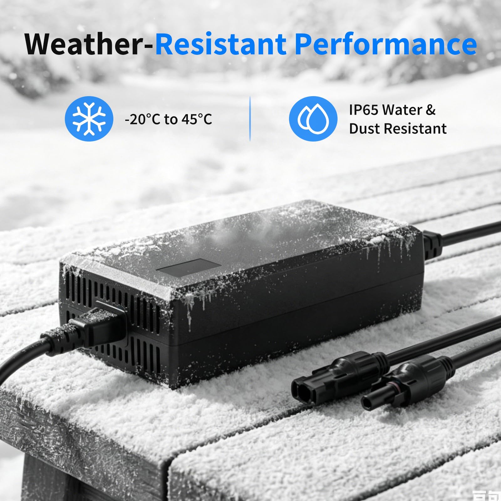 AC auf MC4 Ladegerät 54V 3A 162W für Balkonkraftwerk Speicher, IP65 Wasserdicht Solar Ladegerät, Plug & Play AC Speicher Netzteil, Kompatibel mit Zendure SolarFlow/Anker Solix/Marstek/Growatt